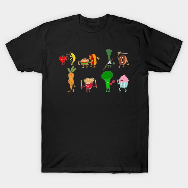 Food fight T-Shirt by obmik